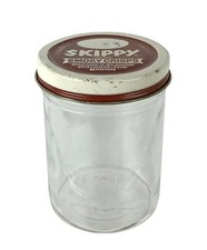 Vtg Skippy Peanut Butter Smoky Crisps Jar Metal Lid Bacon-y Bacon Flavor 1950's