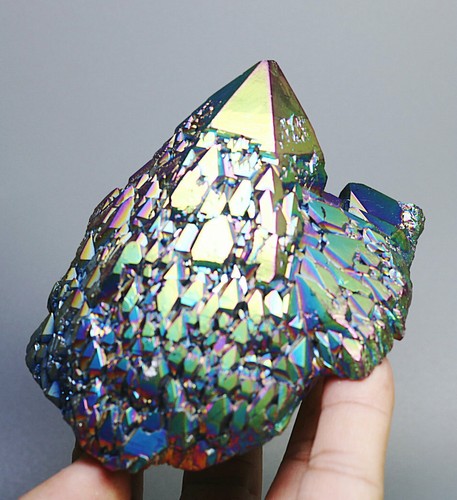 1.4lb Colorful Aura Quartz Crystal Titanium Bismuth Silicon Cluster Rainbow - Picture 11 of 11