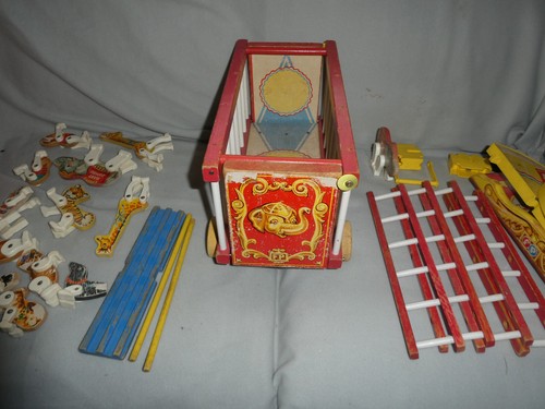 Vintage 1962 Holz Fisher Price Zirkuswagen Zug, Tiere, Leitern - Bild 10 von 11