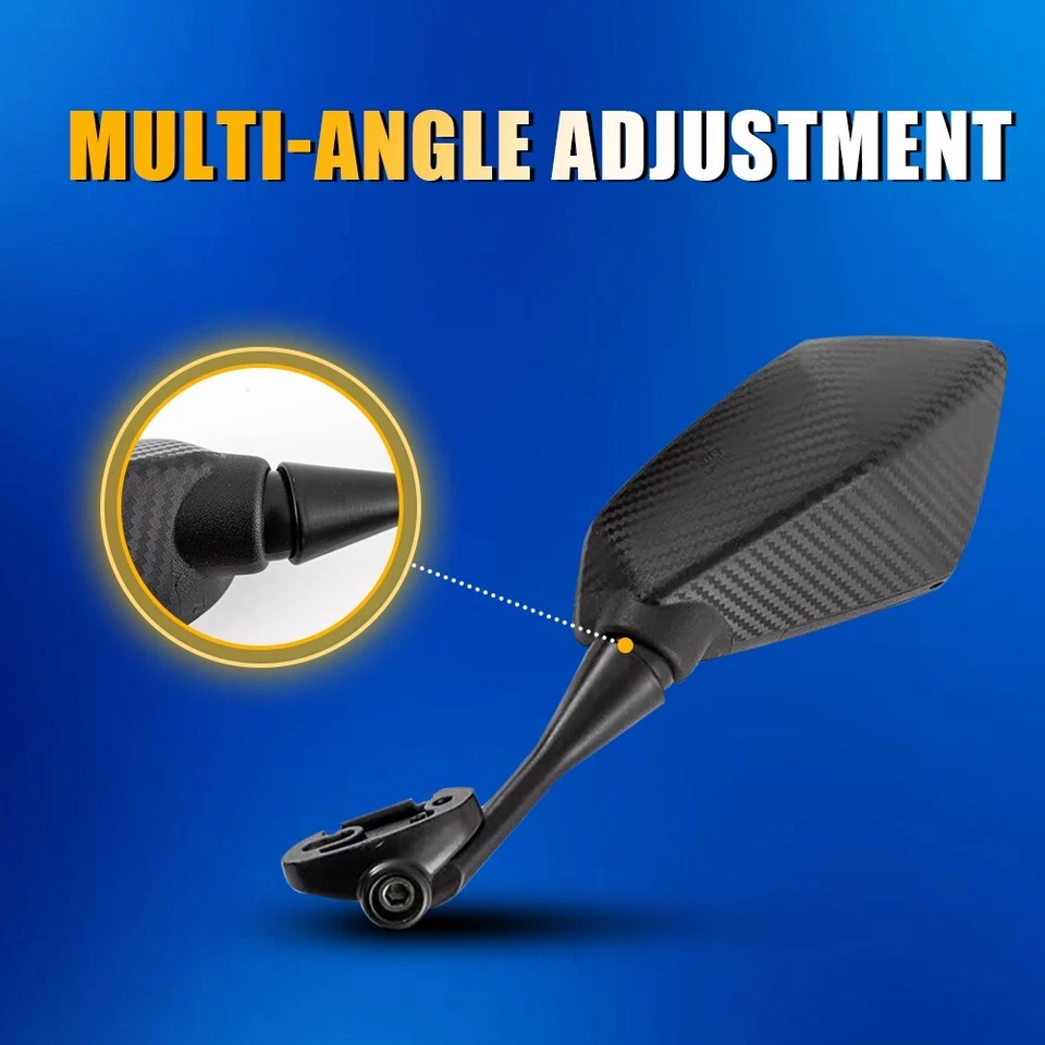 Pair Motorcycle Mirror LH&RH Carbon Look w/ Fittings For Lexmoto LXR LXS 125 380 - Image 4 of 4