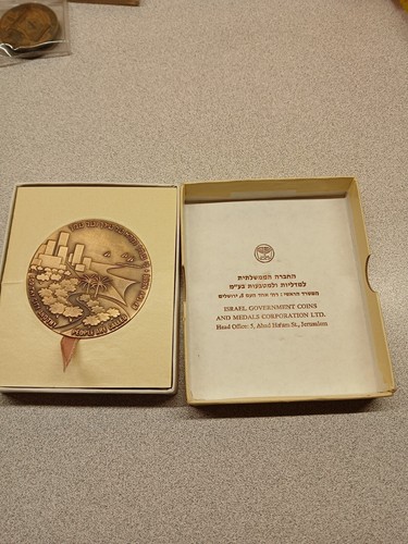 Israel Official State Medal "Jerusalem Rotary Jubilee" 1979 Bronze 45mm UNC - Picture 6 of 6