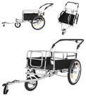 3-in-1 Bike Cargo Trailer Steel 110lbs Capacity Convertible Stroller & Pull Cart