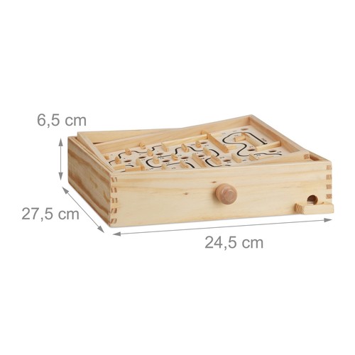 Relaxdays Jeu Labyrinthe en Bois avec 2 Billes Jouet d'adresse équilibre à pa... - Photo 4/8