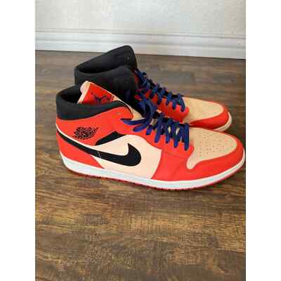 JORDAN 1 MID NIKE TEAM ORANGE Size 18 Men Shoes Sneakers 852542