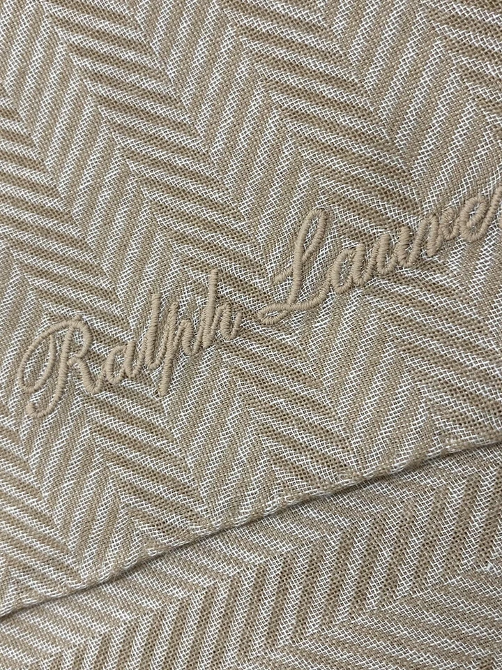 Bufanda Ralph Lauren Etiqueta Púrpura Grande Bronceada Espiga Cachemira Hecha en Italia Foto 3 de 3