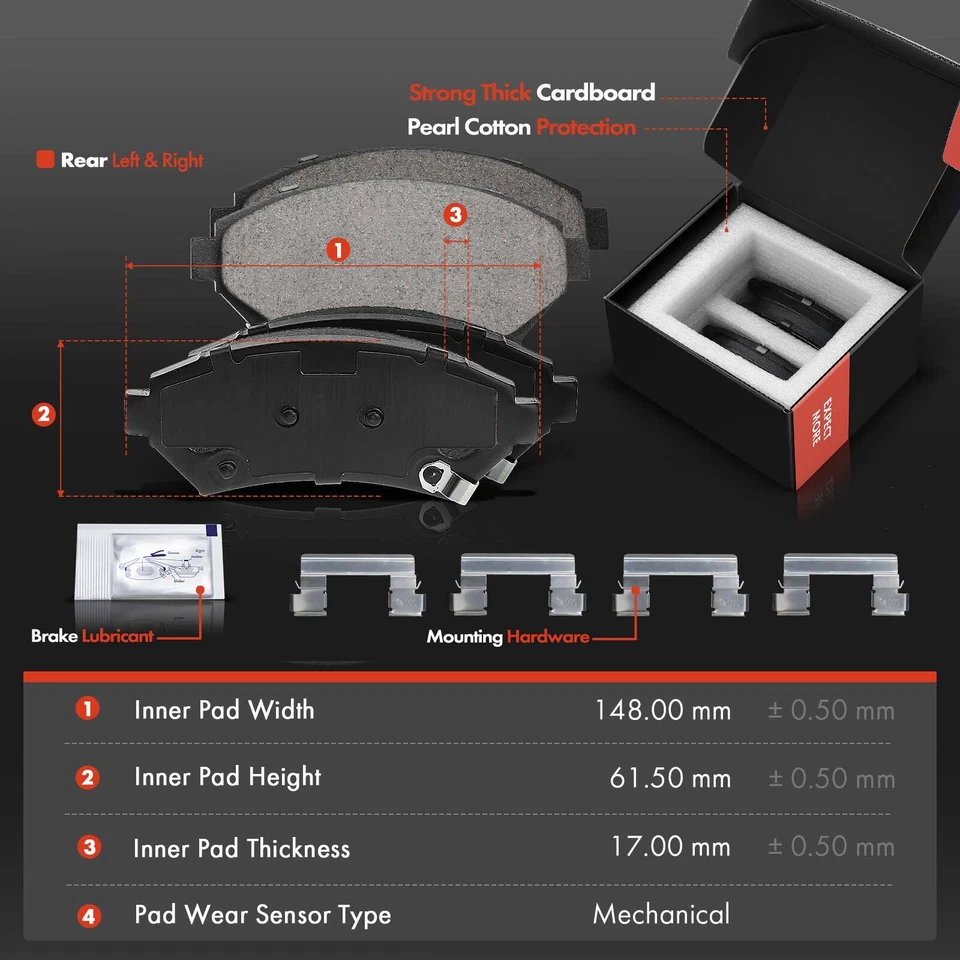 Rotor de freio dianteiro e traseiro perfurado e pastilhas de freio para Buick Lesabre Pontiac 00-05 - Imagem 4 de 4