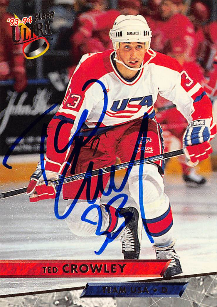 Ted Crowley autographed Hockey Card (Team USA) 1994 Fleer Ultra