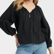 Universal Threads Balloon Sleeved Blouse - Black XS