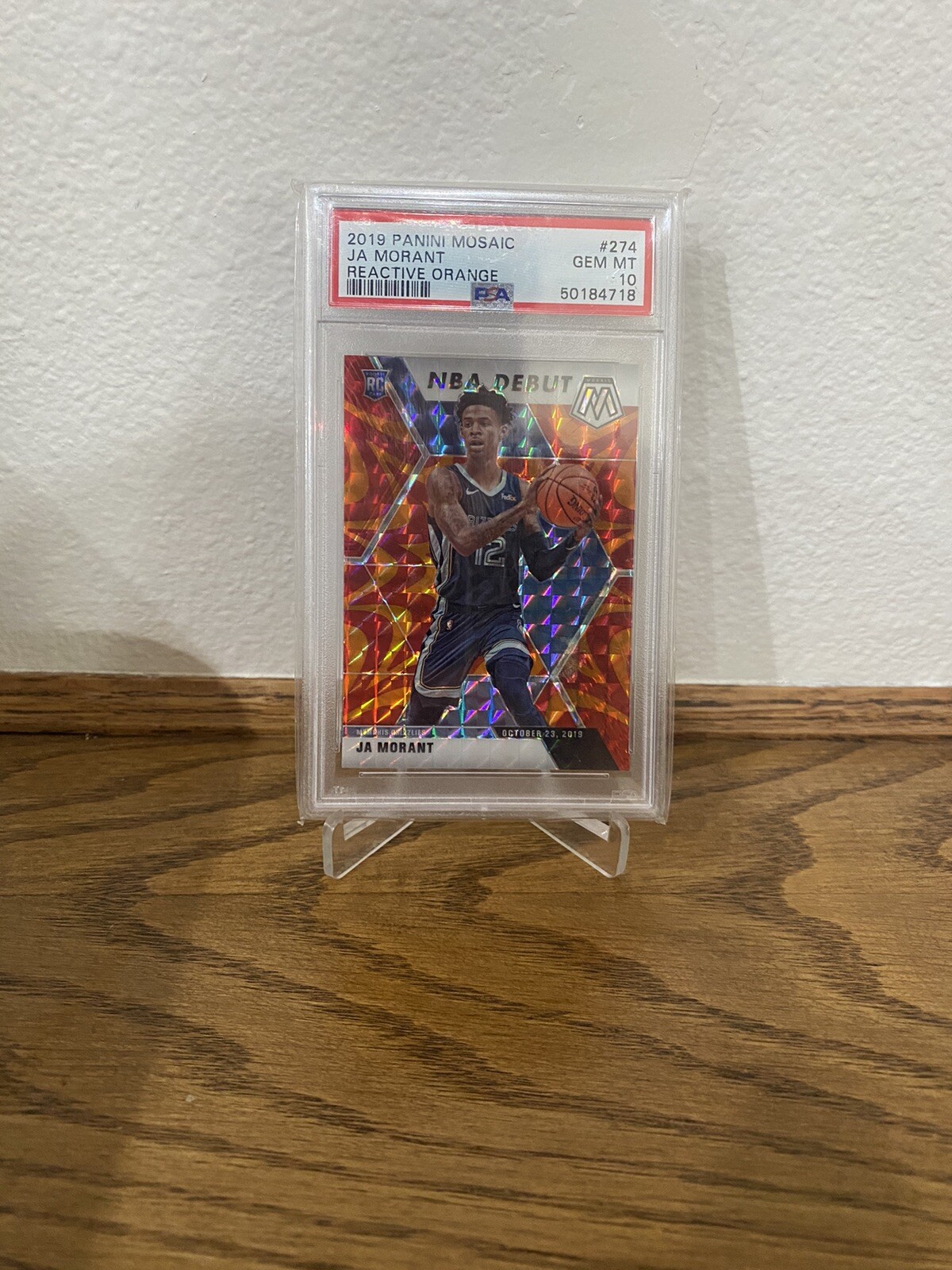 2019-20 Panini Mosaic - NBA Debut Reactive Orange Prizm #274 Ja Morant PSA 10
