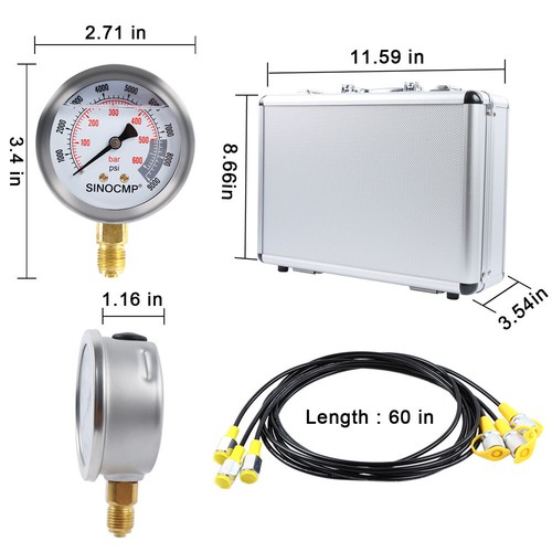 SINOCMP Hydraulikdruckprüfset Hydraulikmanometer Set für Bagger - Bild 5 von 11