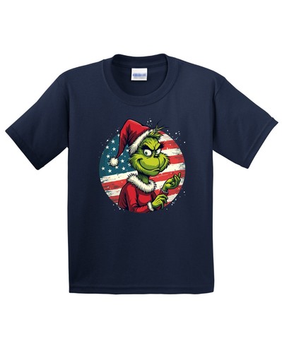 Kid's Funny Happy Christmas American Flag Short Sleeve T-Shirt USA New Gift Tee - Picture 6 of 14