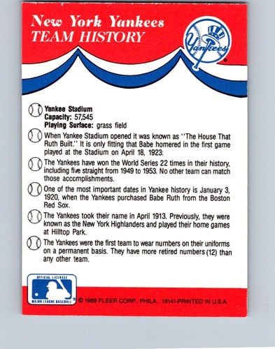 BASEBALL STICKERS FLEER 1989 MINNESOTA YANKEES SAN DIEGO SAN FRANCISCO NO48 - Picture 2 of 2