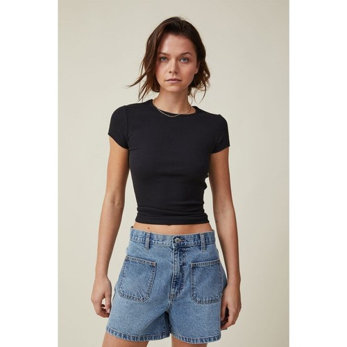 New Cotton On Womans Sz 16 T-Shirt Short Sleeve Organic The One Ribbed Crew NWT