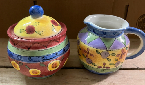 Creamer & Sugar Bowl w/ Lid Sango Sweet Shoppe Designed by Sue Zipkin