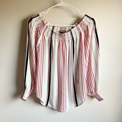 Express White Striped Off Shoulder Blouse Size Small