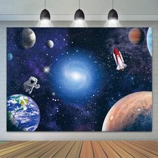 CGXINS Outer Space Photography Backdrop for Baby Kids Astronaut Themed Birthday
