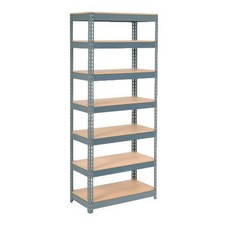 Boltless Extra Heavy Duty Shelving 36"W x 18"D x 96"H 7 Shelves Wood Deck