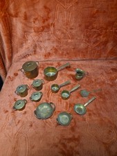 18-pc Vintage Lot of Metal Brass Dollhouse Miniatures. Pots, Pans, Spoons, Etc.