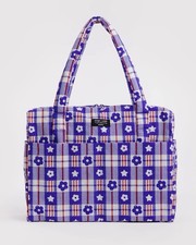 Baggu Sandy Liang Cloud Carry On Market Plaid Blue Bag NWT