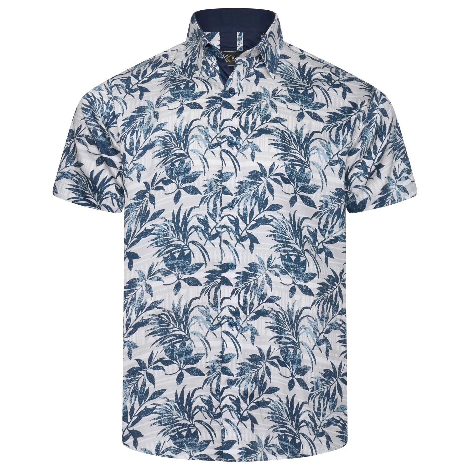 KAM Short Sleeve Floral Print Shirt For Men in Silver, 2XL-8XL