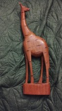 Vintage Wooden Hand Carved Giraffe Ornament 12 inch Figure