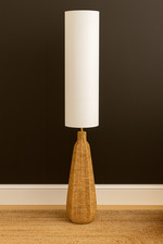 Rattan Floor Lamp with White Shade – Boho Scandi Natural Standing Light