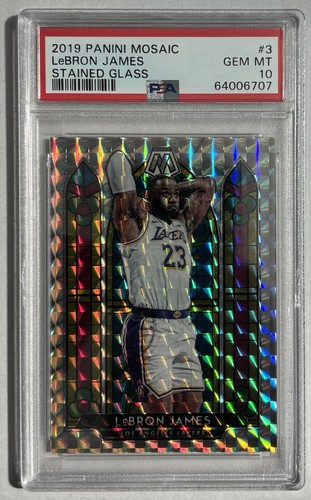 2019 PANINI MOSAIC STAINED GLASS #3 LEBRON JAMES PSA 10 RARE