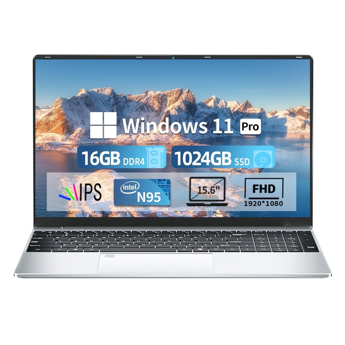 DUNHOO N95 Laptop 15.6 FHD 16GB DDR4 1TB SSD Windows 11 Pro