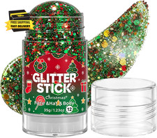 Christmas Body Glitter Stick 35G/1.23Oz for Face Hair  Body, Xmas Sparkle        
