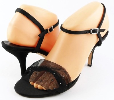 $120 RAGAZZA HILTON Black Silk Designer Fashion Open Toe EVENING Sandals Heels 9