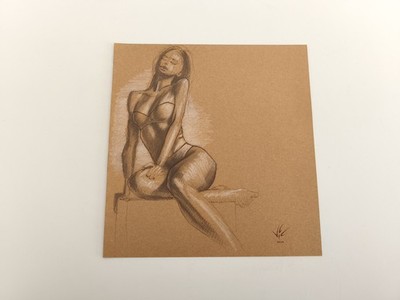 Weibliche Figur Zeichnung Studie von viC - ungerahmt, original, signiert