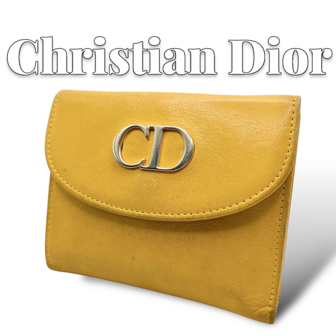 Dior Yellow Leather CD Logo Folding Wallet Pre-Owned