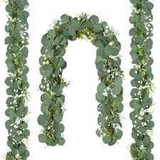 Eucalyptus Garland,6FT Greenery Garland with Flowers,Artificial Eucalyptus Le...