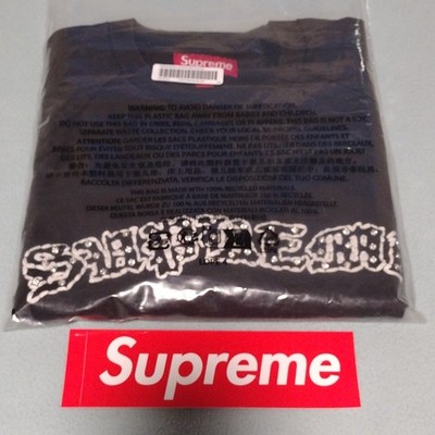 Supreme Embroidered Rhinestone Raglan Cotton T-Shirt Black XXL 