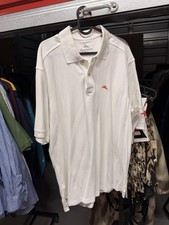 Tommy Bahama Polo Shirt Men  s Large White Short Sleeve Casual Golf Wear