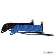 TUBO ARIA COMPRESSA SPIRALE IN POLIURETANO 5x8mm 4mt CON RACCORDI M/F 1/4 AIREX