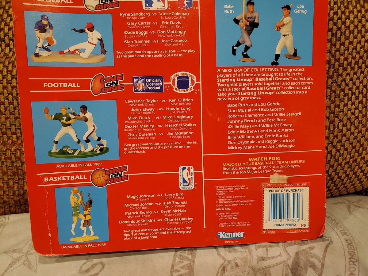 1989 Starting Lineup ONE ON ONE MAGIC JOHNSON LARRY BIRD Fig & Box