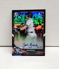 JOSH BREAUX 2018 Bowman Chrome Draft BLACK REFRACTOR ~ Yankees RC AUTO #'d /75