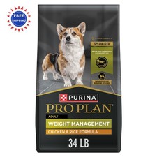 Dog Food Purina Pro Plan Weight Management Chicken Rice 34 lb Formula treats