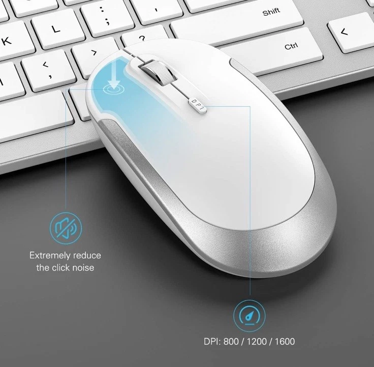Wireless Keyboard Mouse Set Seenda UK QWERTY USB Slim White Silver Windows PC - Image 4 of 4
