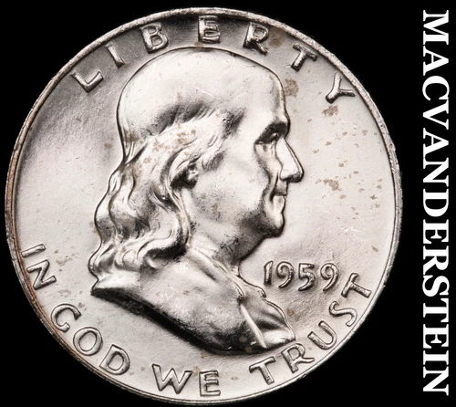 1959-D Silver Franklin Half Dollar - FBL - Choice Gem Brilliant Unc++++  #i1388