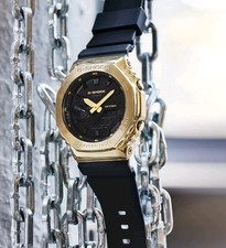 Casio G SHOCK GA 2100-1A9 Watch Gold Black Dial Rubber Band