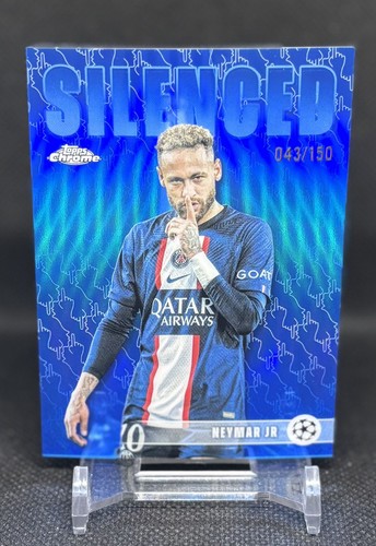 NEYMAR JR 2025-26 TOPPS CHROME UCL SILENCED BLUE REFRACTOR /150 RARE PSG