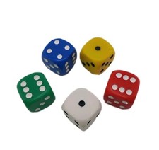 Jumbo Dice Set 5 Multi Colored Bright Colors Good Condition