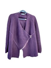 WOMEN Knit Sweater W/details  Asymmetrical Hem-SIZE S 100 Cotton Zip