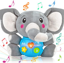 Plush Elephant Music Baby Toys 0 to 6 Months, Cute Stuffed Animal Light up Baby
