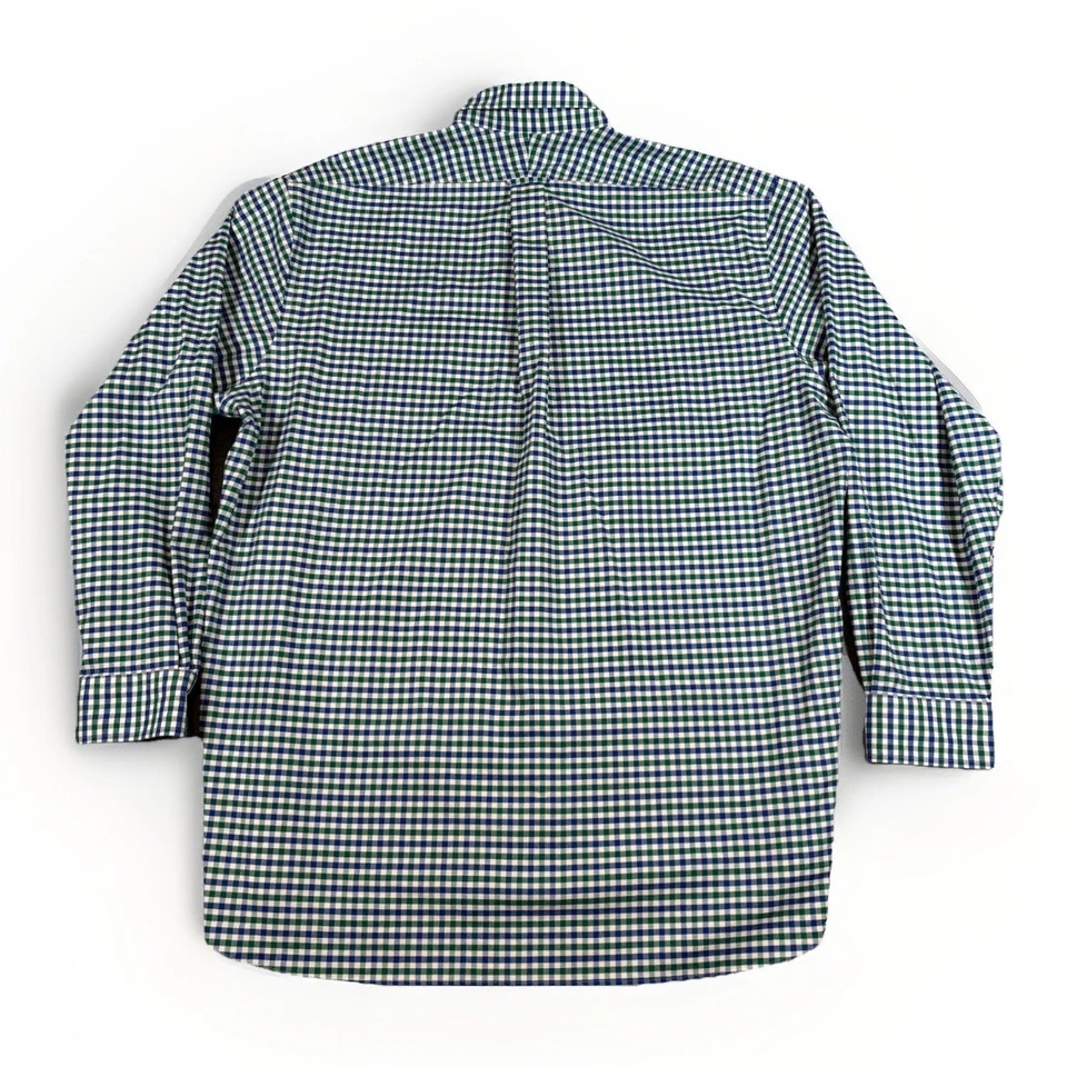 LANDS END Ajuste Tradicional Manga Larga 2XL Oxford Azul y Verde Sin Plancha Foto 3 de 4