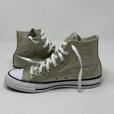 Converse All Star Chuck Taylor High Sneakers Womens 8 Gold Glitter Wedding Shoes