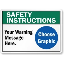 Custom Ansi Safety Instructions Aluminum Weatherproof Sign b00859