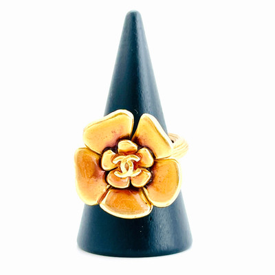CHANEL 03P Coco Mark Camellia Flower Ring Gold US 6 JP 12 Authentic JAPAN